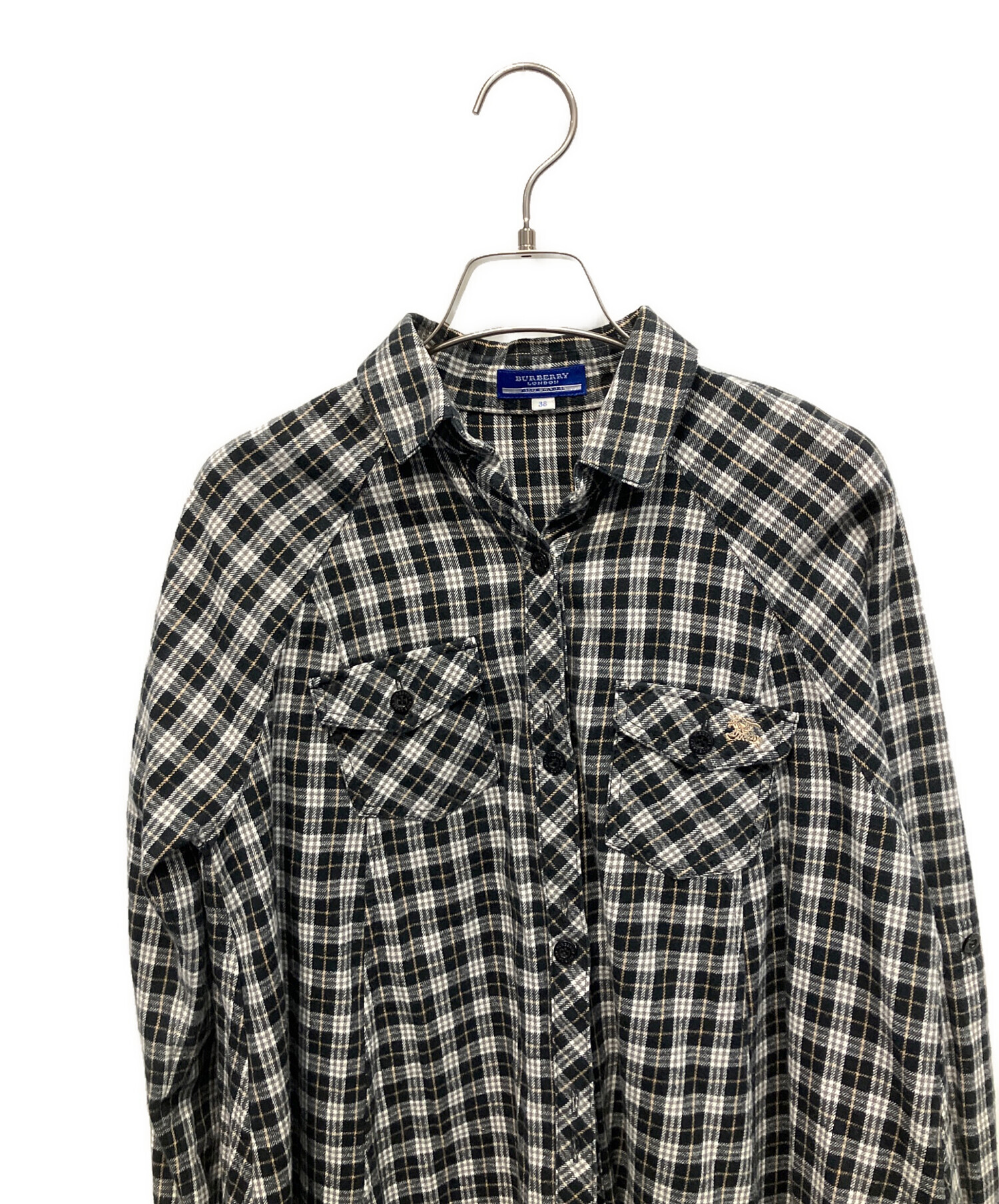 BURBERRY バーバリー ヴィンテージ 長袖シャツ サイズ15BR 総柄 比翼 ブラウス ブランド古着【中古】20251009/RA6255 BURBERRY - BURBERRY バーバリー ヴィンテージ 長袖シャツ サイズ15BR