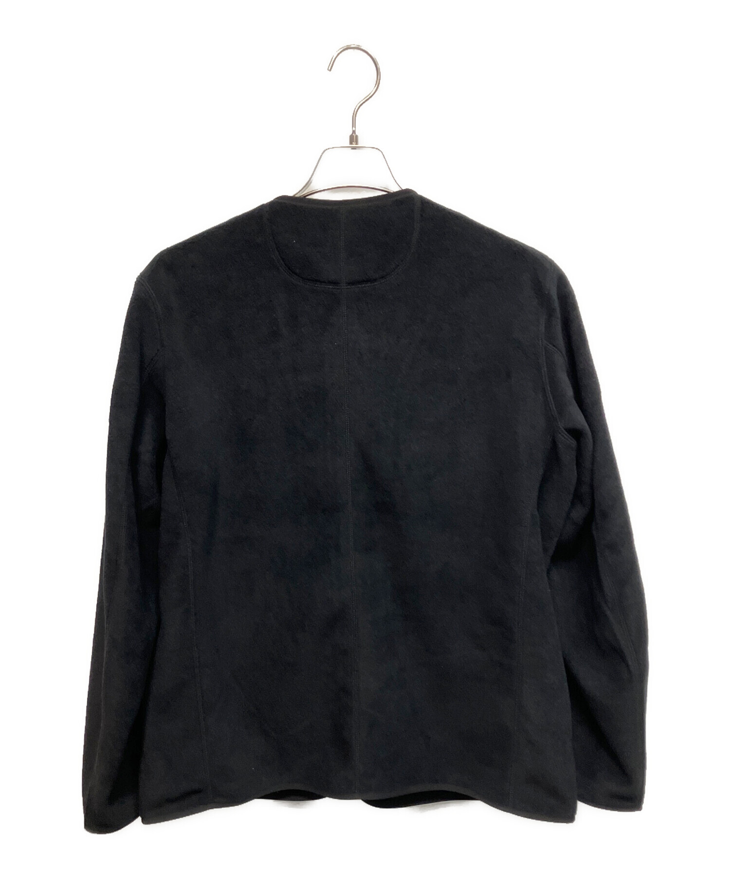 DANTON ノーカラーフリースジャケット サイズ42 黒 中古・古着通販】DANTON (ダントン) ノーカラー フリースジャケット