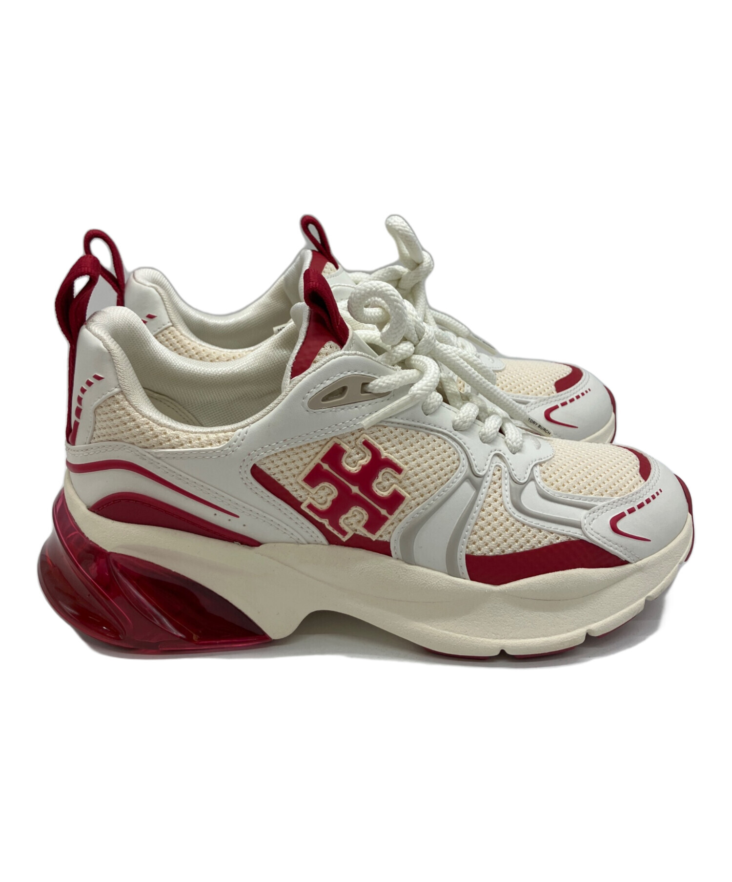 [正規品] Tory Burch ホワイト レッドブラウン スニーカー 中古・古着通販】TORY BURCH (トリーバーチ) スニーカー ホワイト