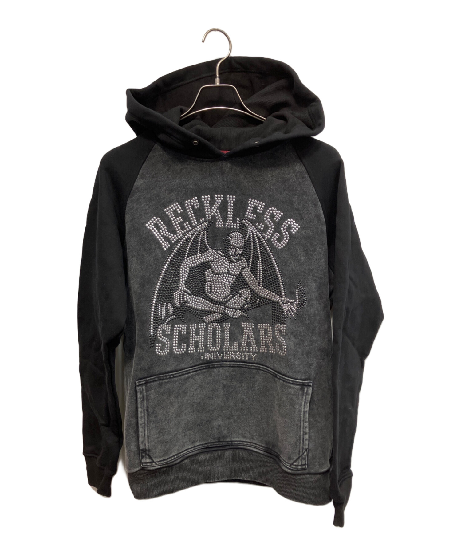 美品　reckless scholars デザインパーカー　ドッキング　ブラック 中古・古着通販】reckless scholars (レックレス スクラーズ