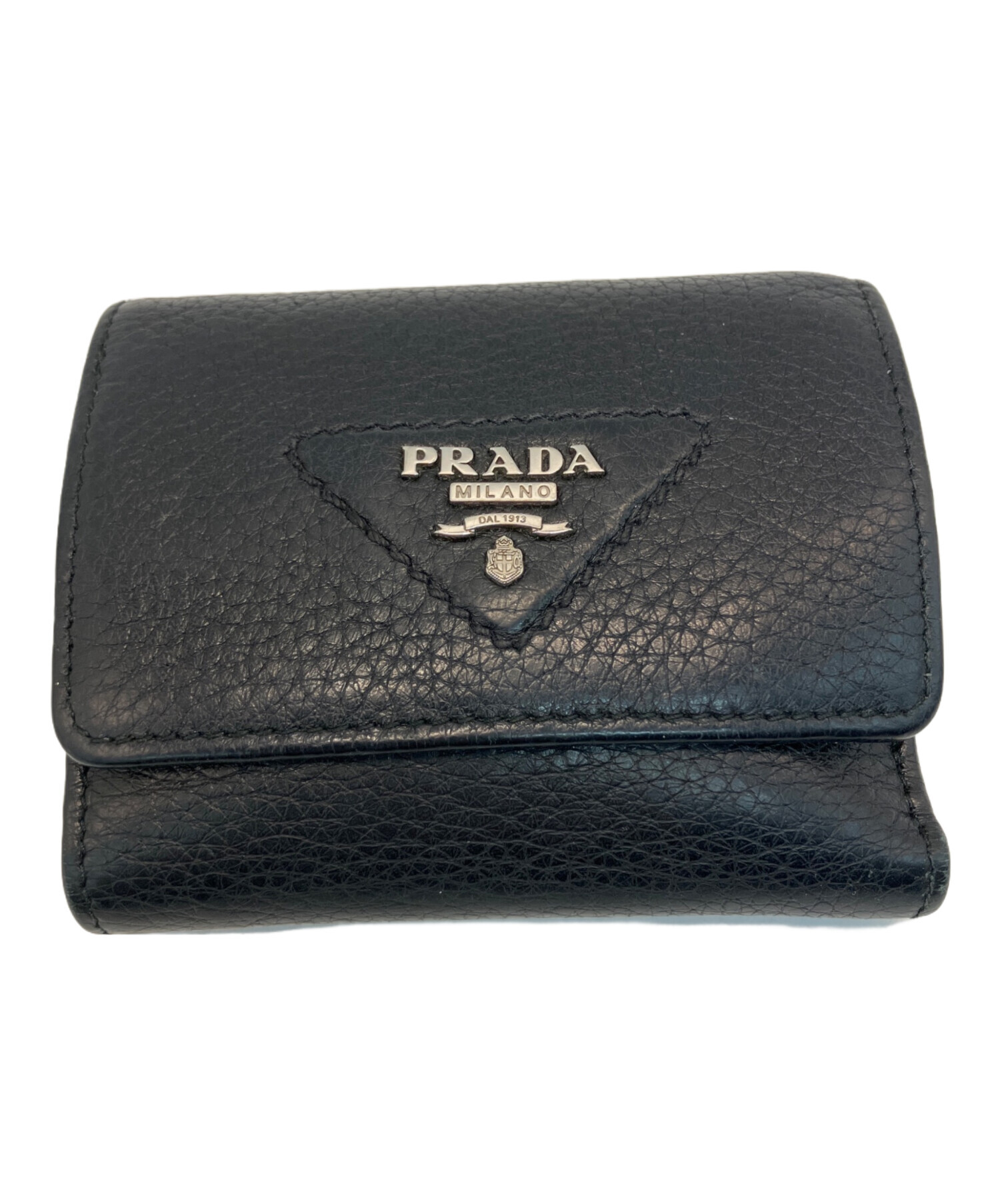 PRADA プラダ 財布・ケース レディース 【古着】【中古】 中古・古着通販】PRADA (プラダ) 3つ折り財布 ブラック｜ブランド
