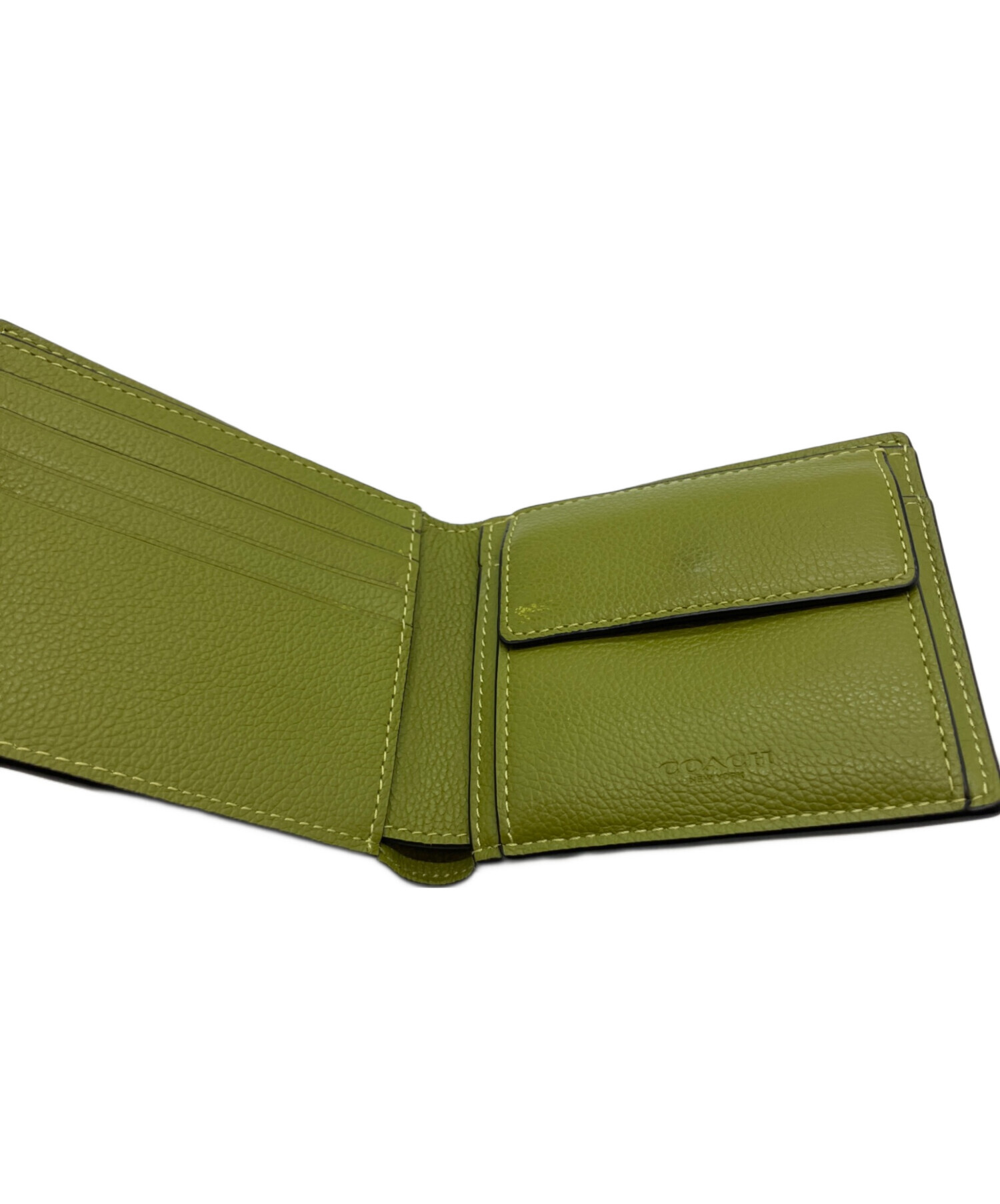 COACH コーチ 財布・ケース  緑 【古着】【中古】【送料無料】 中古・古着通販】COACH (コーチ) 2つ折り財布 黄緑｜ブランド・古着