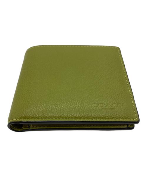 COACH 二つ折り財布 ミントグリーン キャメル 中古・古着通販】COACH (コーチ) 2つ折り財布 黄緑｜ブランド・古着