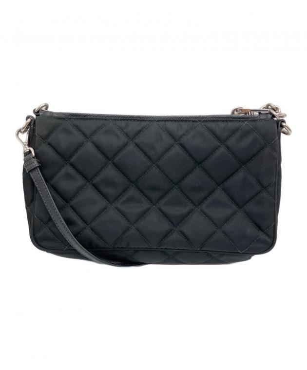 PRADA キルティングナイロンバッグ 中型 ブラック 中古・古着通販】PRADA (プラダ) キルティングナイロン2WAYチェーン