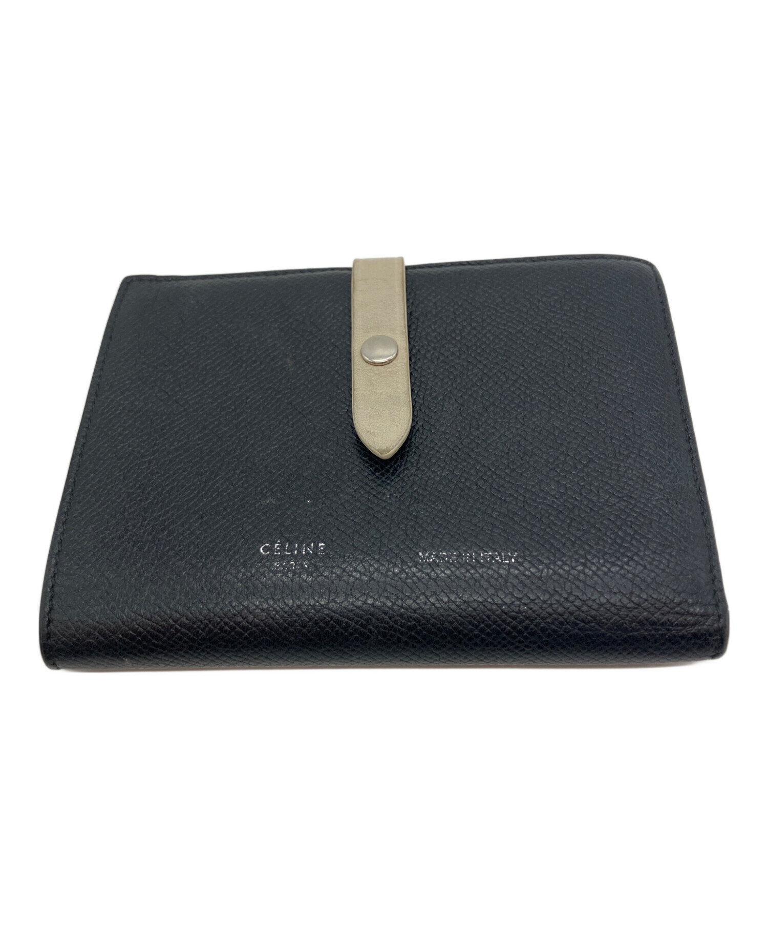 中古・古着通販】CELINE (セリーヌ) 2つ折り財布 ブラック×グレー