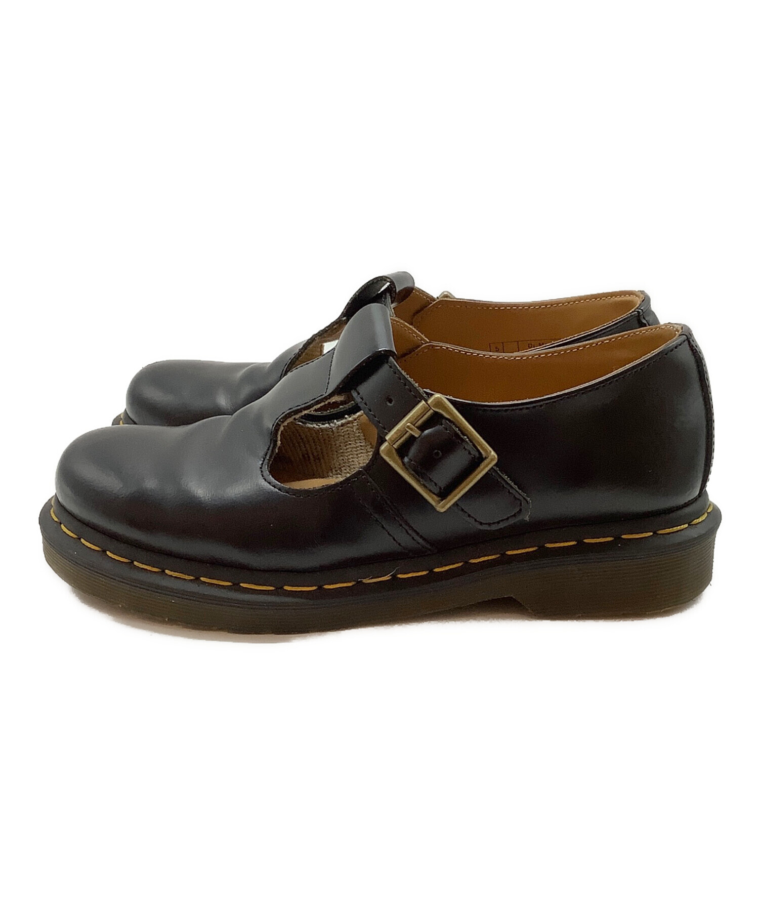 ドクターマーチン POLLEY Tバーシューズ UK5 24cm ブラック Dr.Martens POLLEY Tバーシューズ 24cm