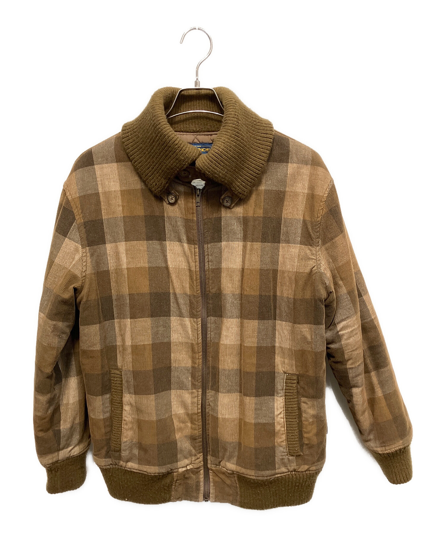 新品【WOOLRICH】リバーシブル 春ブルゾン S ウールリッチ ジャケット 中古・古着通販】WOOLRICH (ウールリッチ) リブブルゾン ブラウン