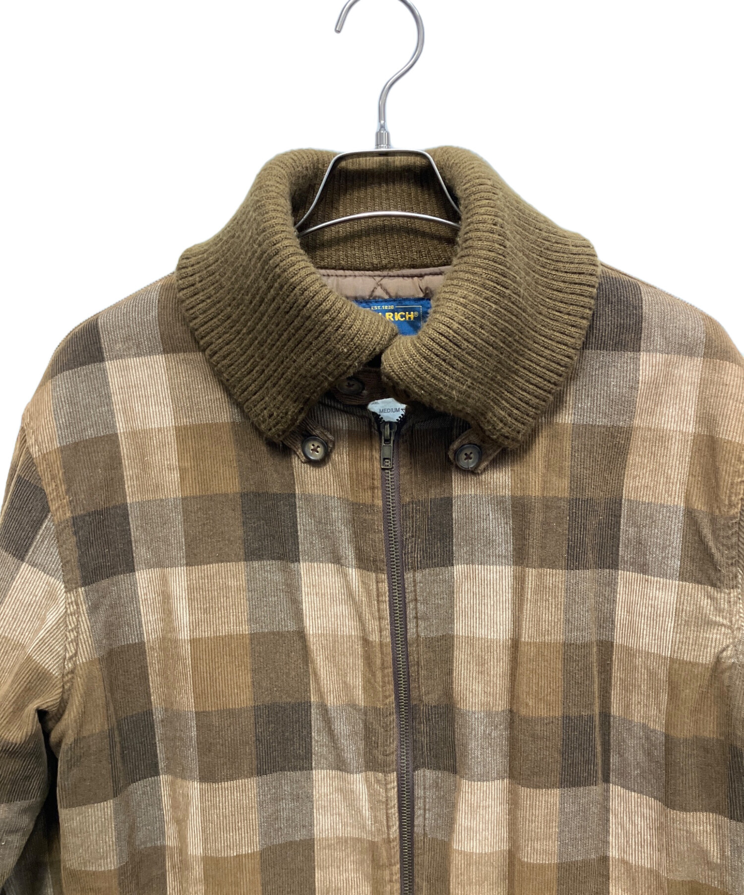 新品【WOOLRICH】リバーシブル 春ブルゾン S ウールリッチ ジャケット 中古・古着通販】WOOLRICH (ウールリッチ) リブブルゾン ブラウン