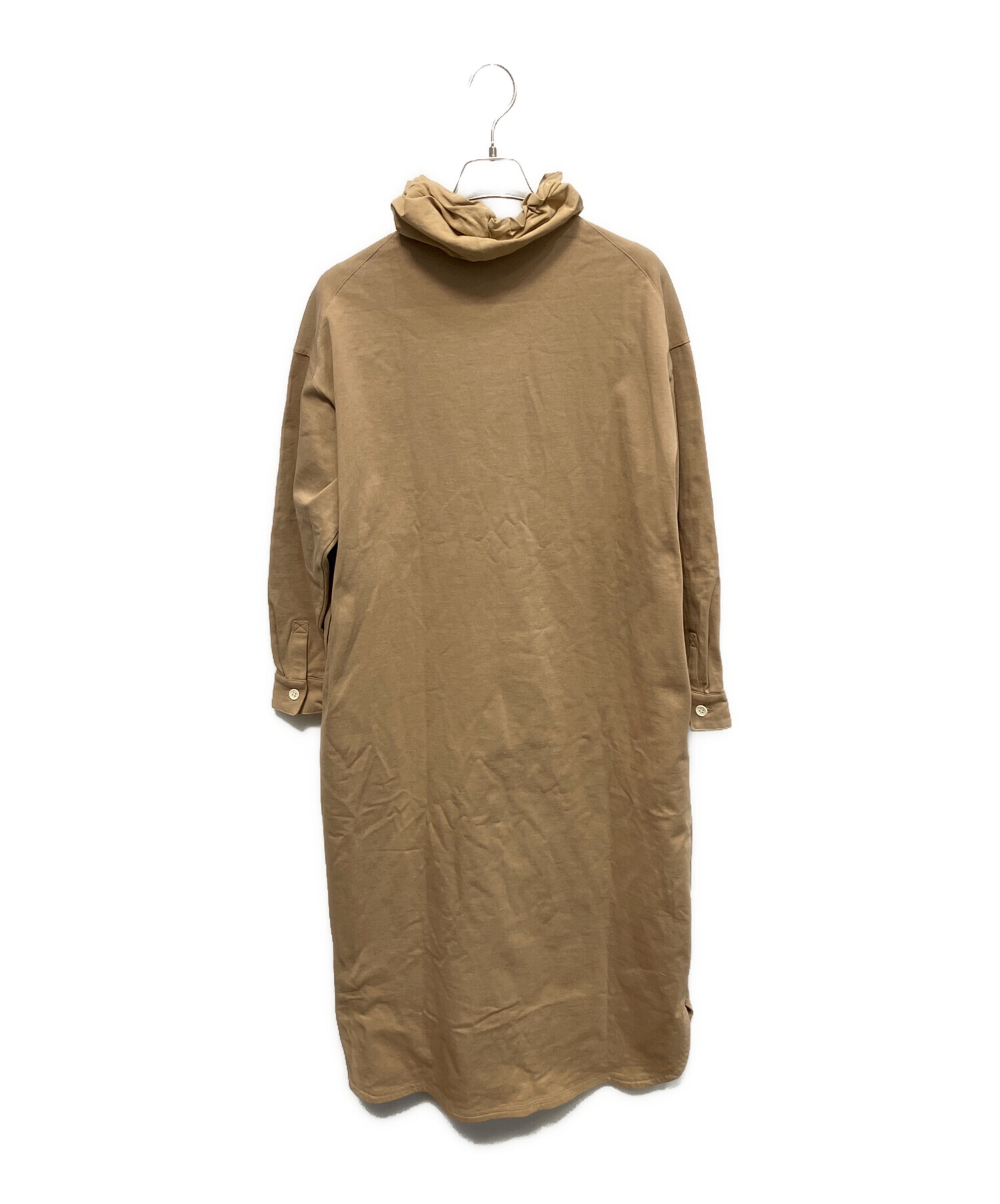 BEARDSLEY コットン裏毛ワンピース　ベージュ　ビアズリー　洗える　長袖 BEARDSLEY コットン裏毛ワンピース ベージュ ビアズリー ロング 長袖