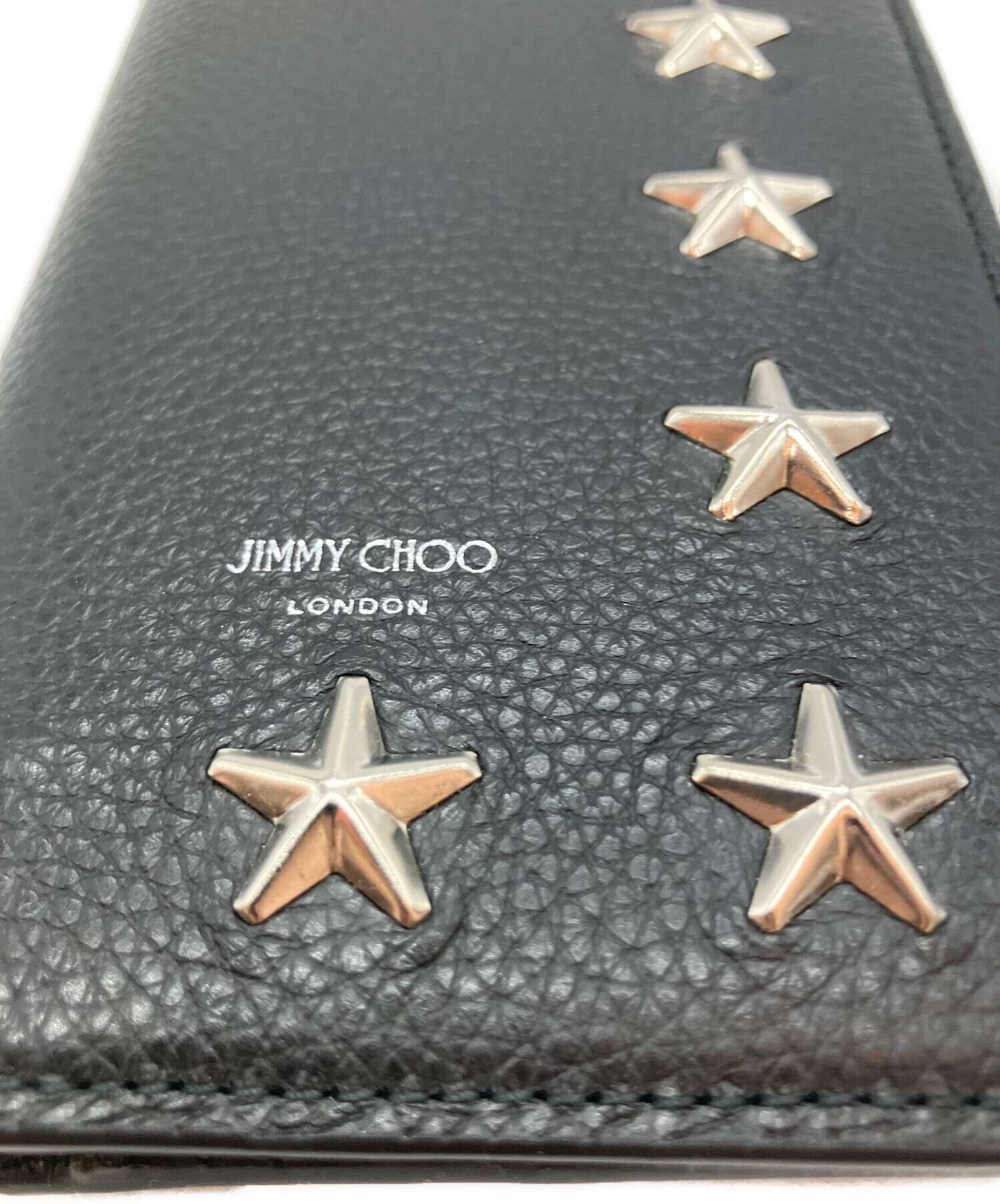 中古・古着通販】JIMMY CHOO (ジミーチュウ) スタッズ 長財布 ブラック