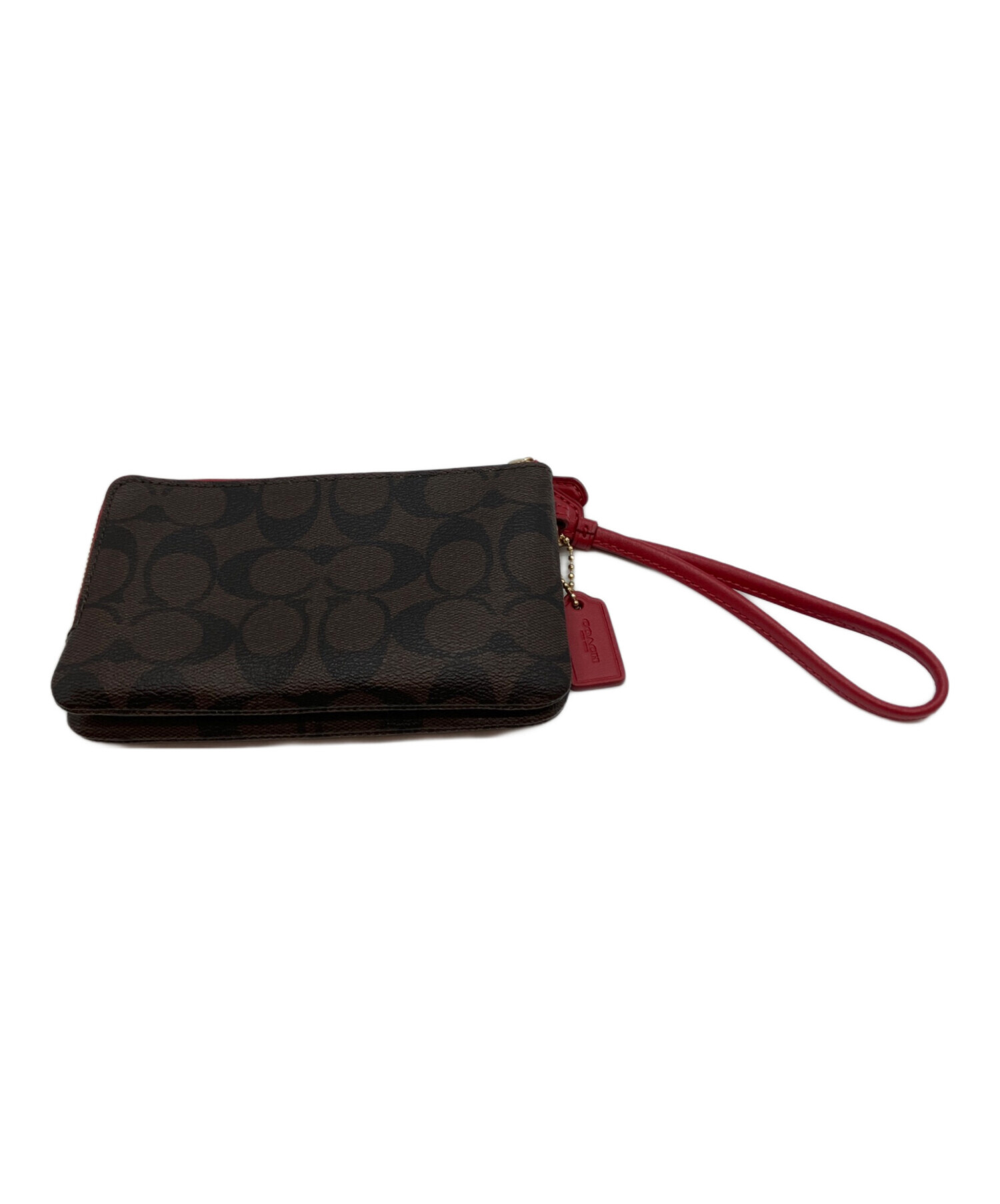 中古・古着通販】COACH (コーチ) ダブルファスナーポーチ レッド