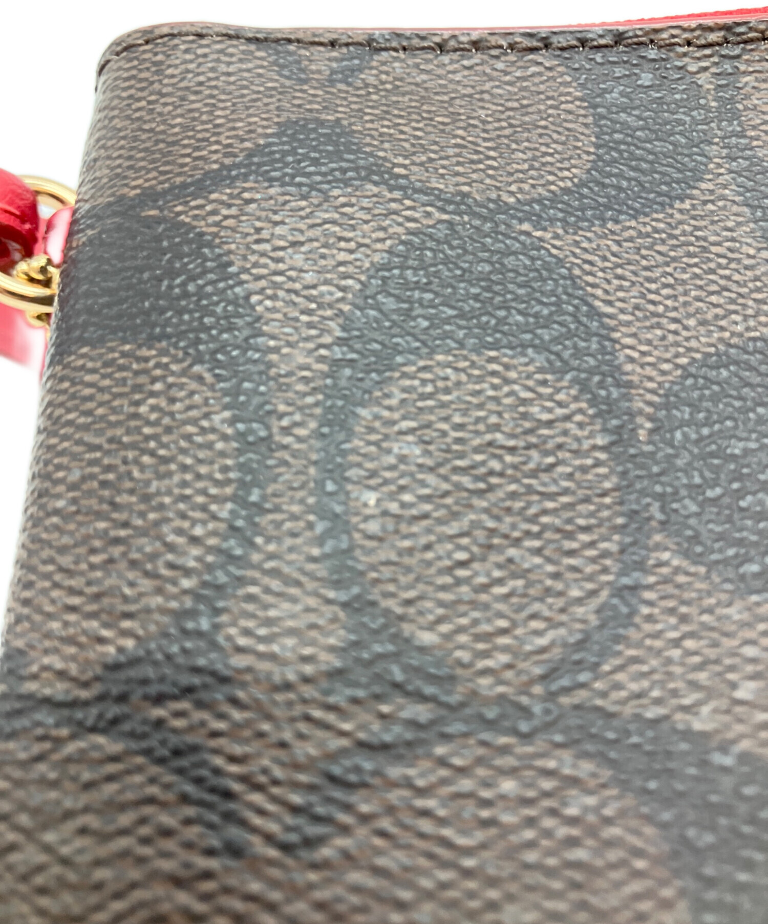 中古・古着通販】COACH (コーチ) ダブルファスナーポーチ レッド