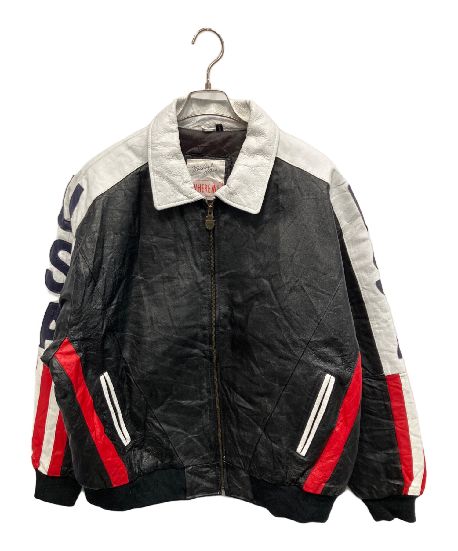 Michael Hoban WHEREMI レザージャケット M 黒 ミリタリー Vintage Michael Hoban Jacket WhereMI HOBO NATION Tribal Bomber