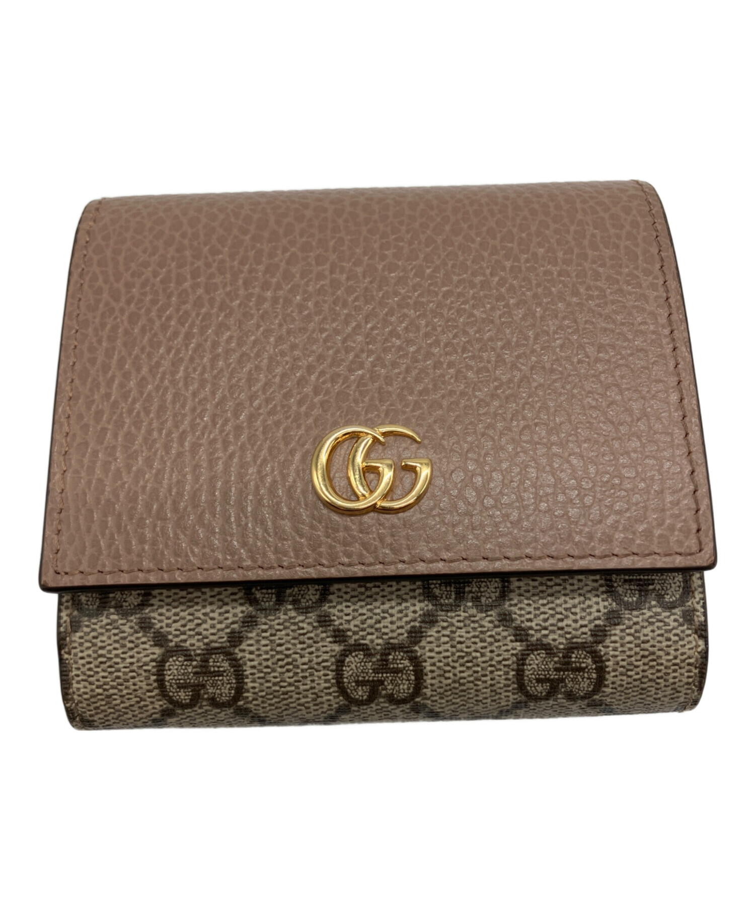 ハイジ様✨GUCCI 二つ折り財布 GG マーモント レザー ベージュ 中古・古着通販】GUCCI (グッチ) GGマーモント 2つ折り財布 ベージュ