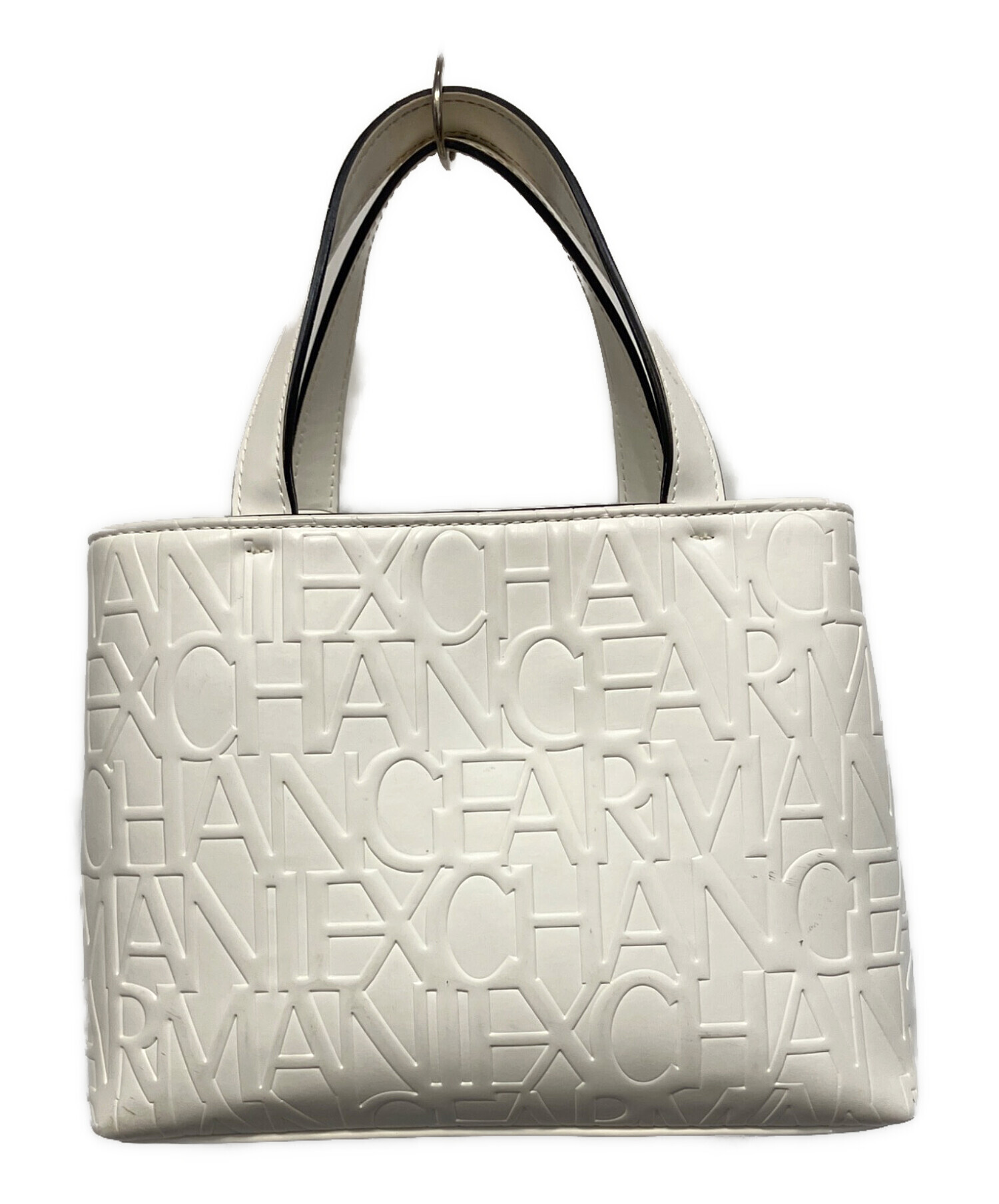 EMPORIO ARMANI トートバッグ　エンボスロゴ ホワイト　レザー 中古・古着通販】ARMANI EXCHANGE (アルマーニ エクスチェンジ) オール