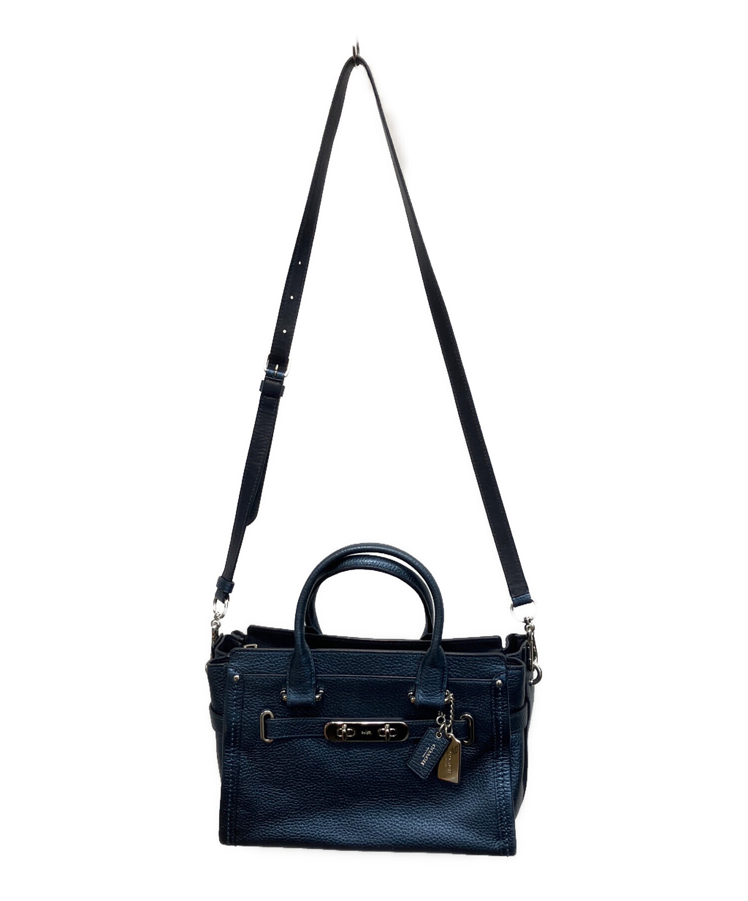 コーチ スワッガー ネイビー ハンドバッグ 美品】COACH コーチ 