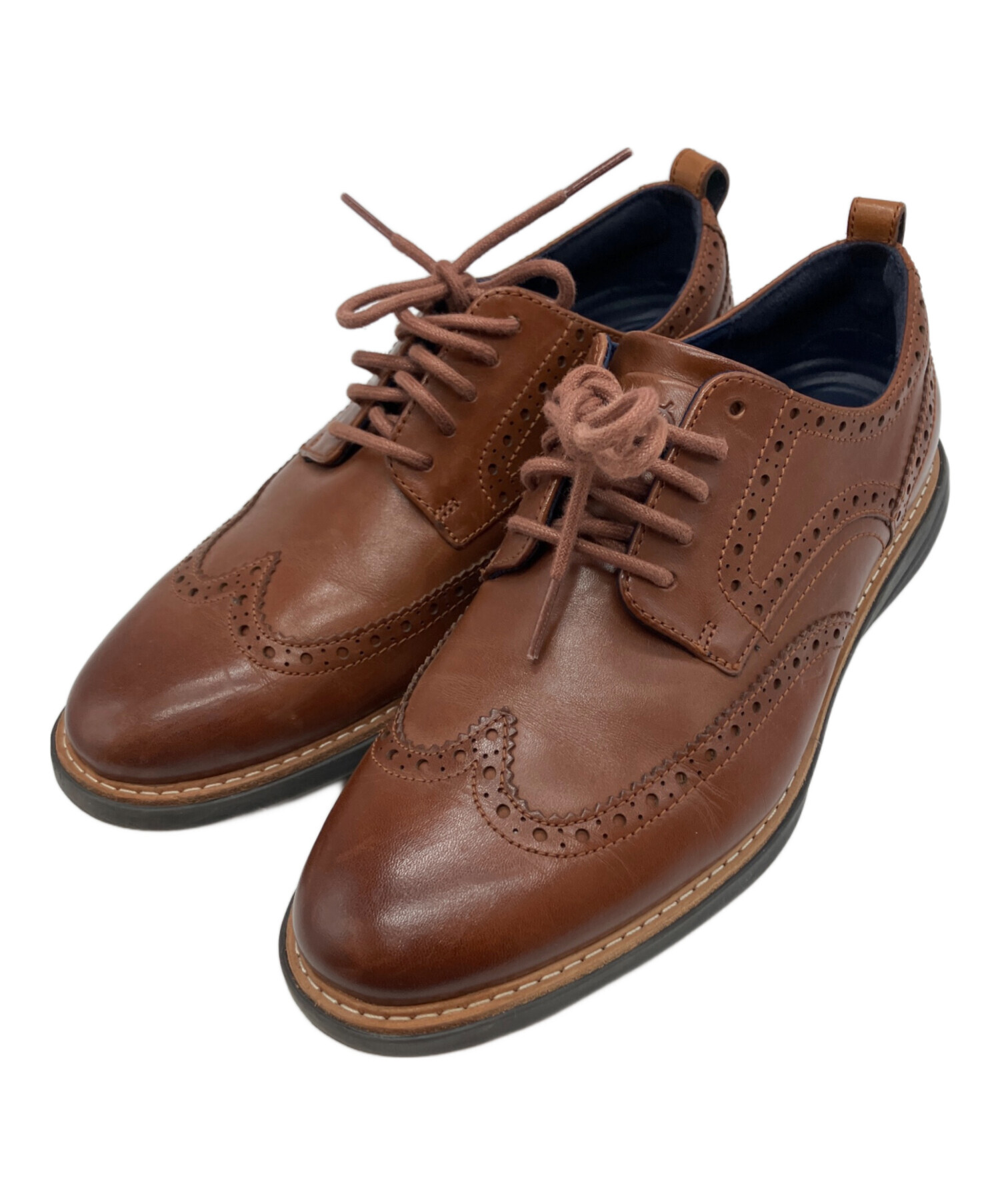 【新品・未使用】Cole Haan ウィングチップ ブラウンレザーシューズ 中古・古着通販】COLE HAAN (コールハーン) ウィングチップシューズ
