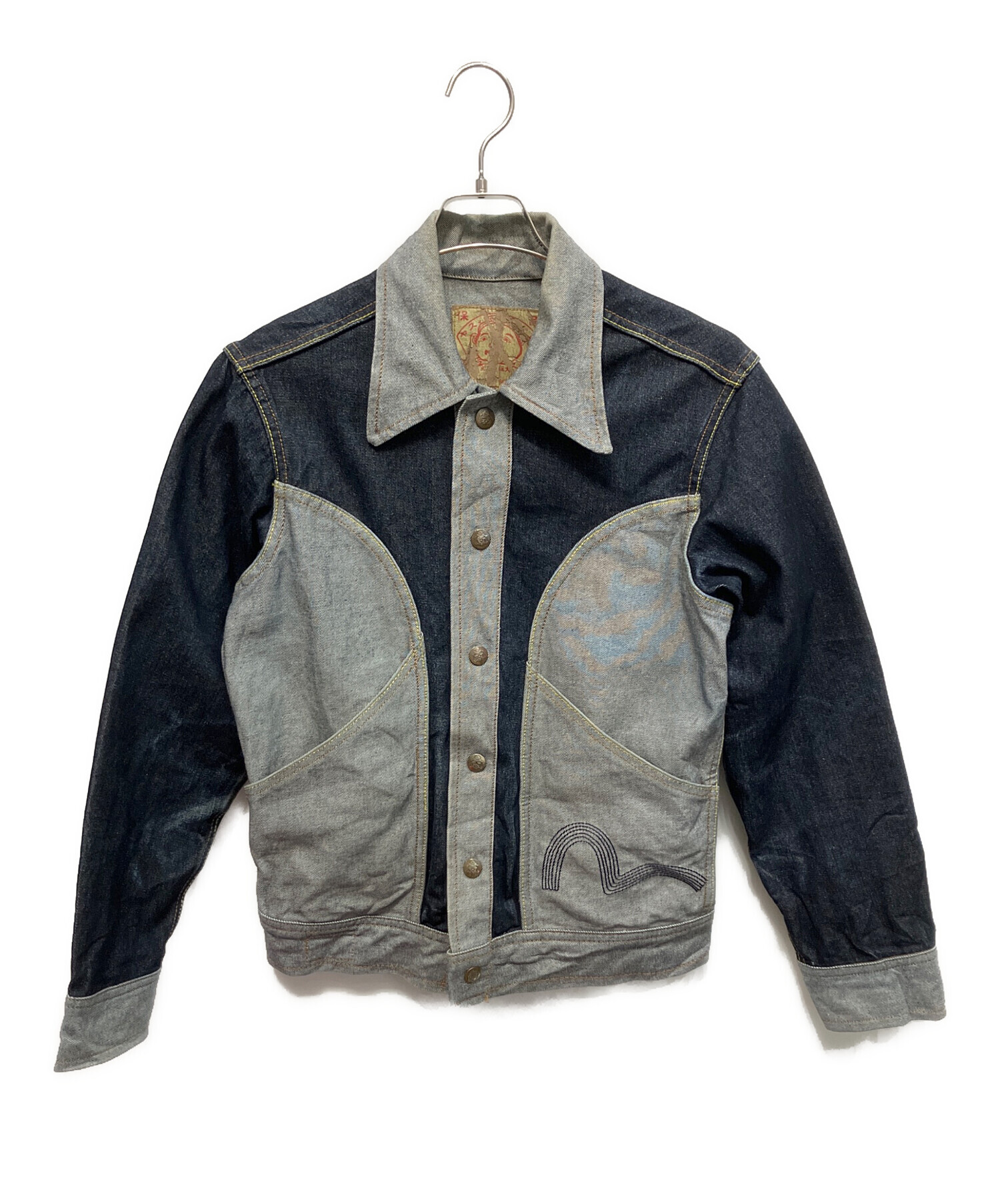 中古・古着通販】EVISU (エヴィス) デニムジャケット グレー×ブルー