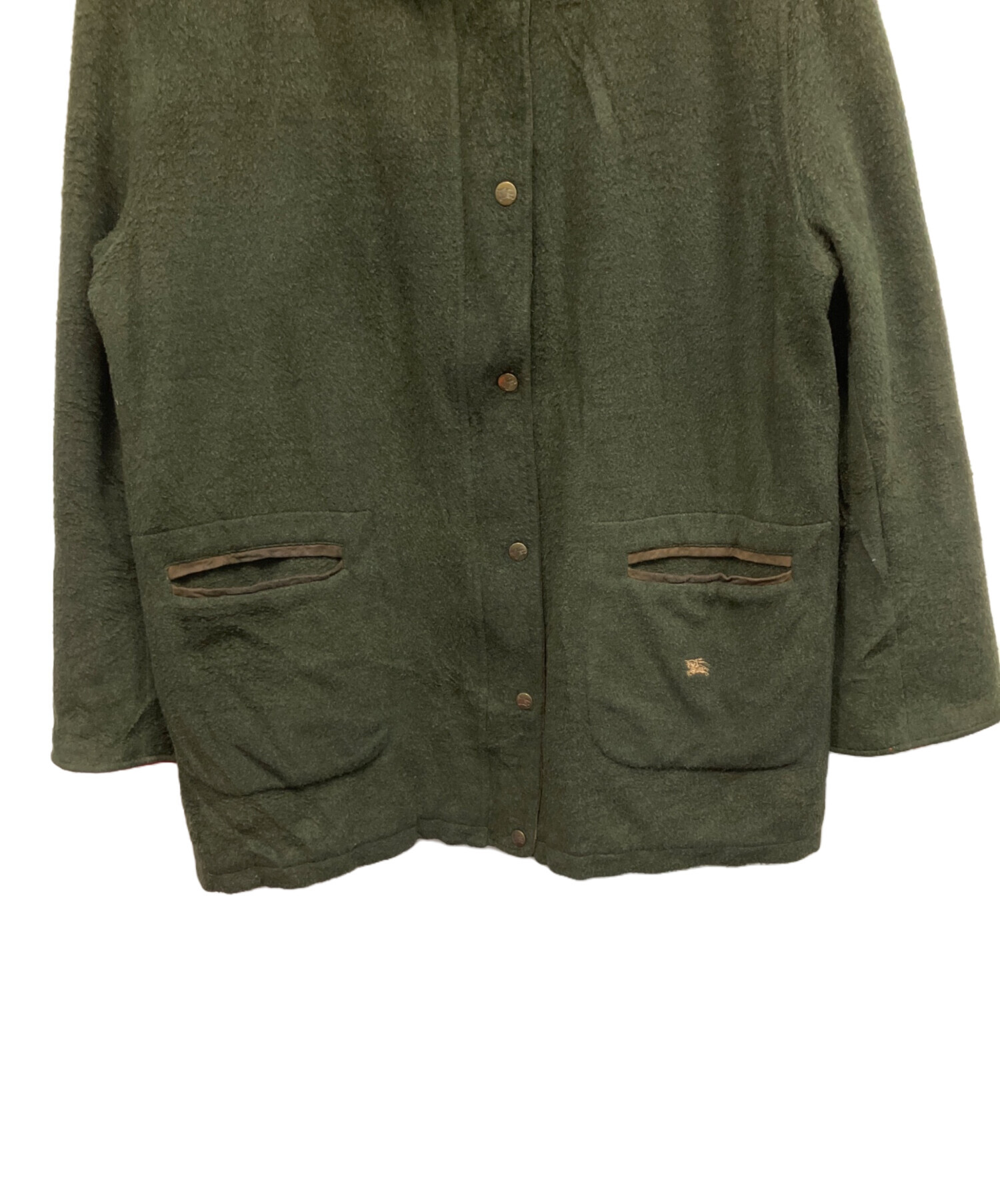 90s BURBERRY ウール モッズコート 刺繍ロゴXL（56）光沢オリーブ 90s BURBERRY ウール モッズコート 刺繍ロゴXL（56）光沢オリーブ
