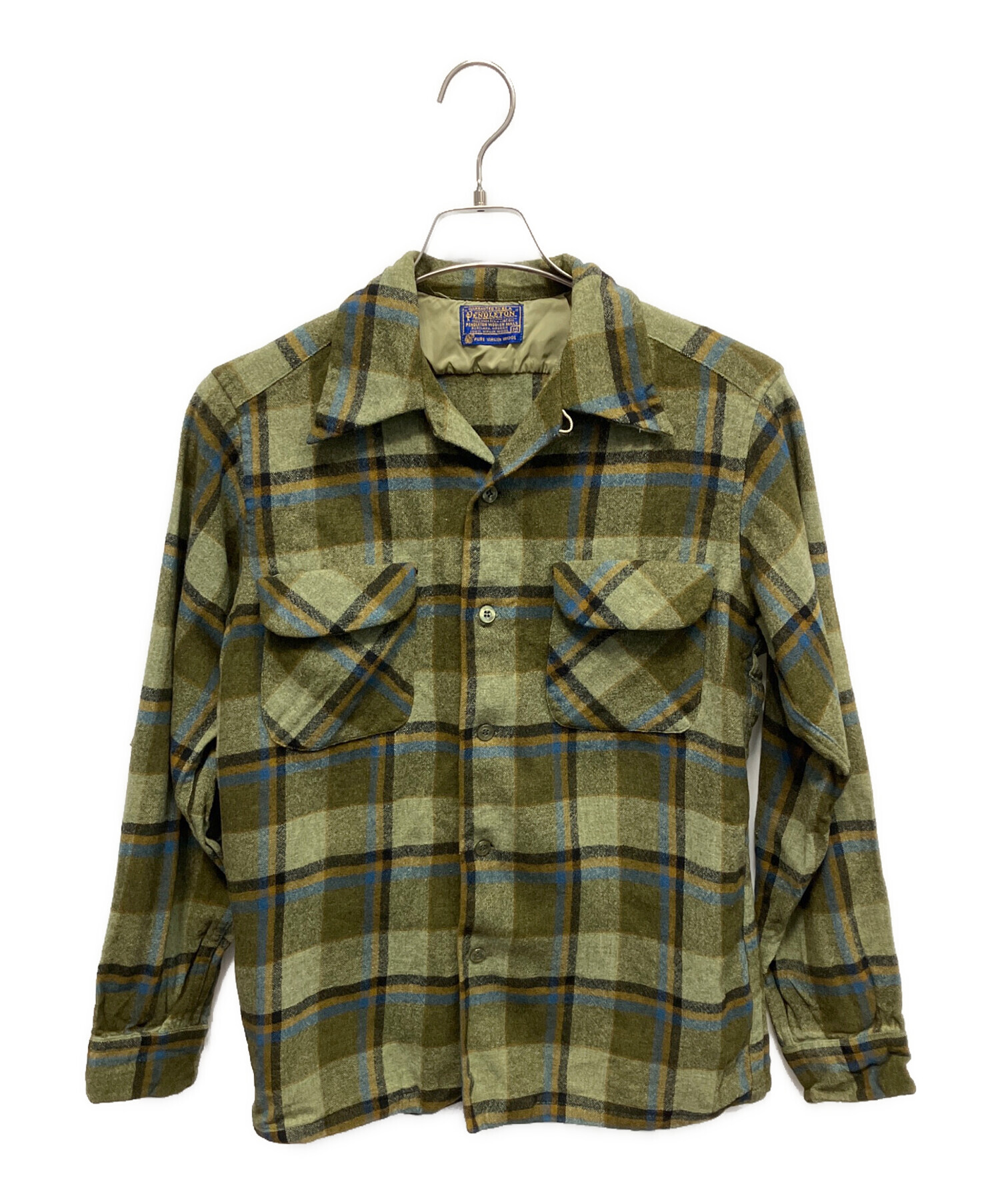 【3/1 まで限定大幅値引】1960s Pendleton ウールチェックシャツ 中古・古着通販】PENDLETON (ペンドルトン) 60s ウールシャツ グリーン
