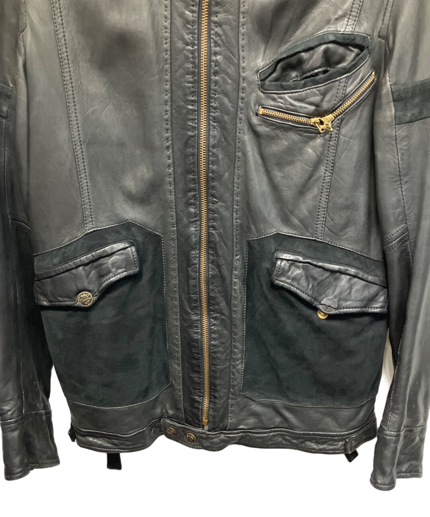 中古・古着通販】DIESEL (ディーゼル) レザージャケット ブラック