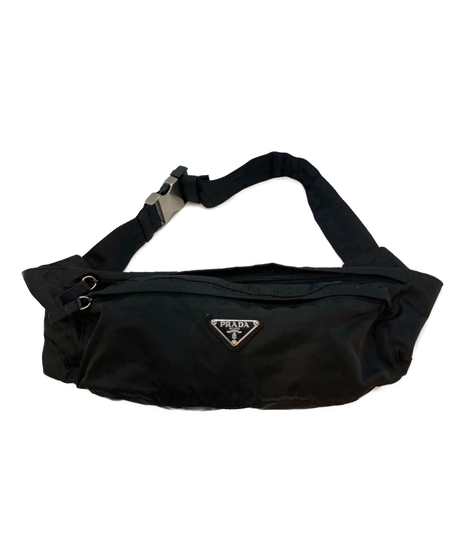 PRADA ウエストポーチ 中古・古着通販】PRADA (プラダ) 84 ナイロンウエストポーチ ブラック