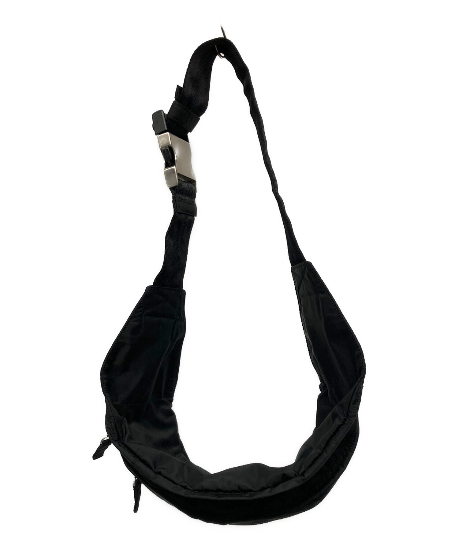 PRADA ウエストポーチ　ブラック 中古・古着通販】PRADA (プラダ) 84 ナイロンウエストポーチ ブラック