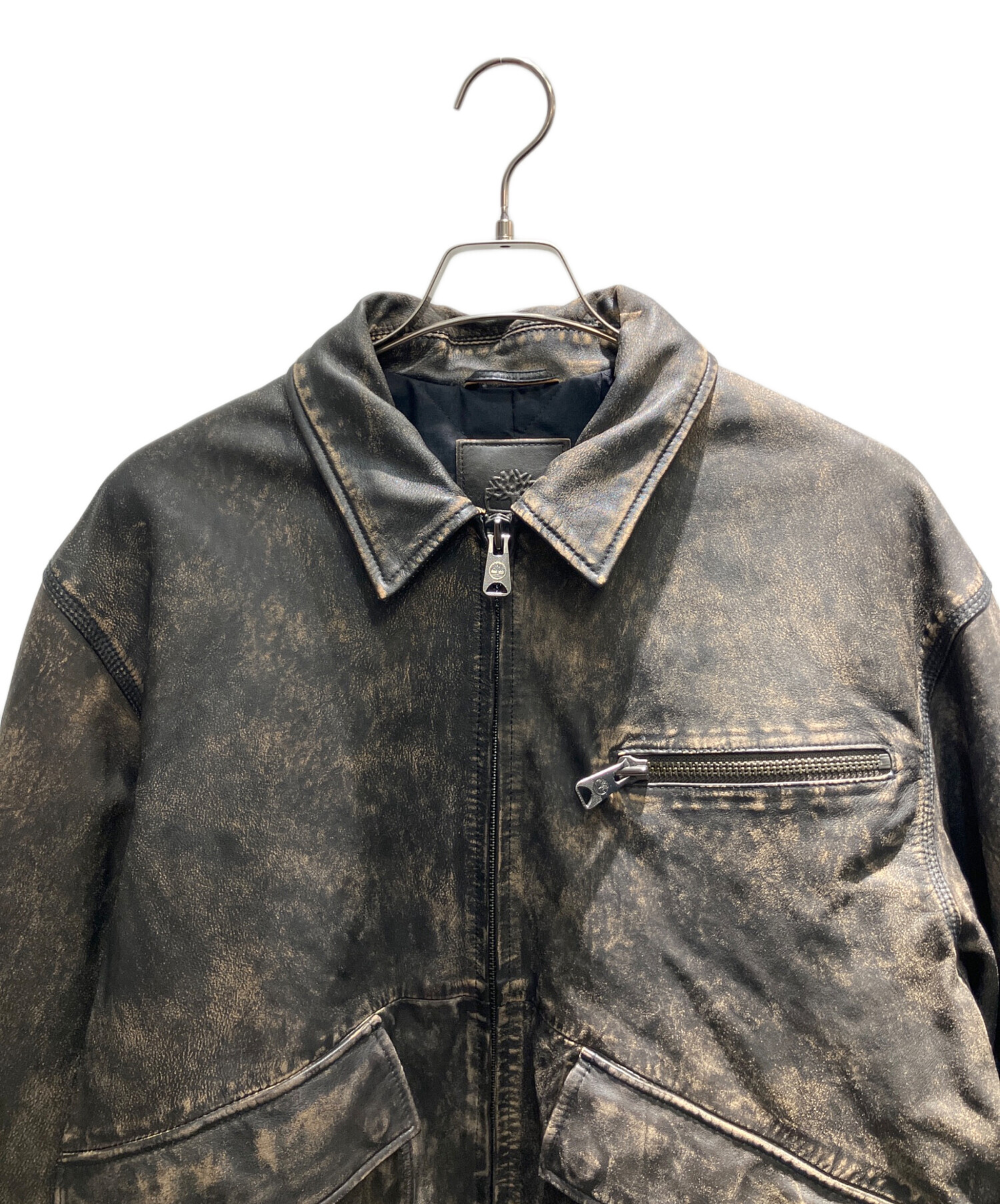 ティンバーランド　革ジャン　ジャケット　ダメージ加工　Timberland 中古・古着通販】Timberland (ティンバーランド) シープレザー