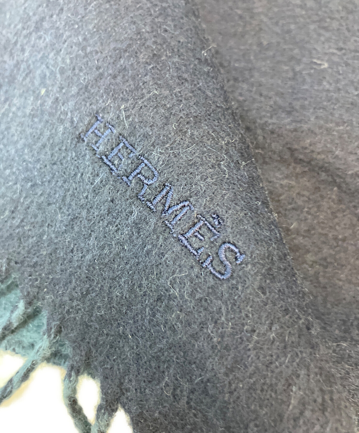 中古・古着通販】HERMES (エルメス) カシミヤマフラー ネイビー