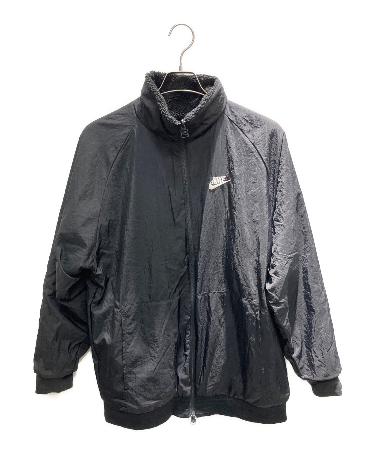 90s古着NIKEトラックジャケットスウッシュロゴフルジップブラックDB327 中古・古着通販】NIKE (ナイキ) ナイキ スウッシュ フルジップ ボア