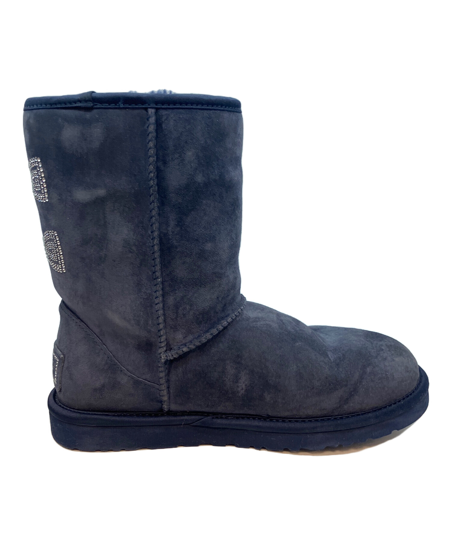 ugg ブーツ 中古・古着通販】UGG (アグ) クリスタルボウムートンブーツ ネイビー