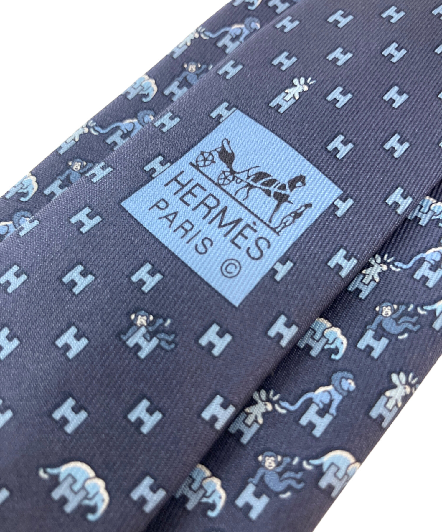中古・古着通販】HERMES (エルメス) アニマル柄 シルクネクタイ
