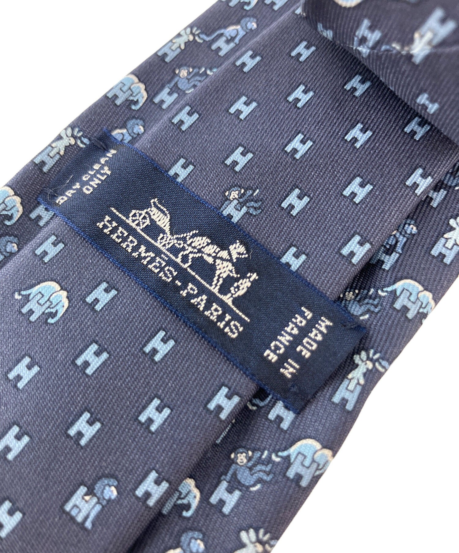 中古・古着通販】HERMES (エルメス) アニマル柄 シルクネクタイ
