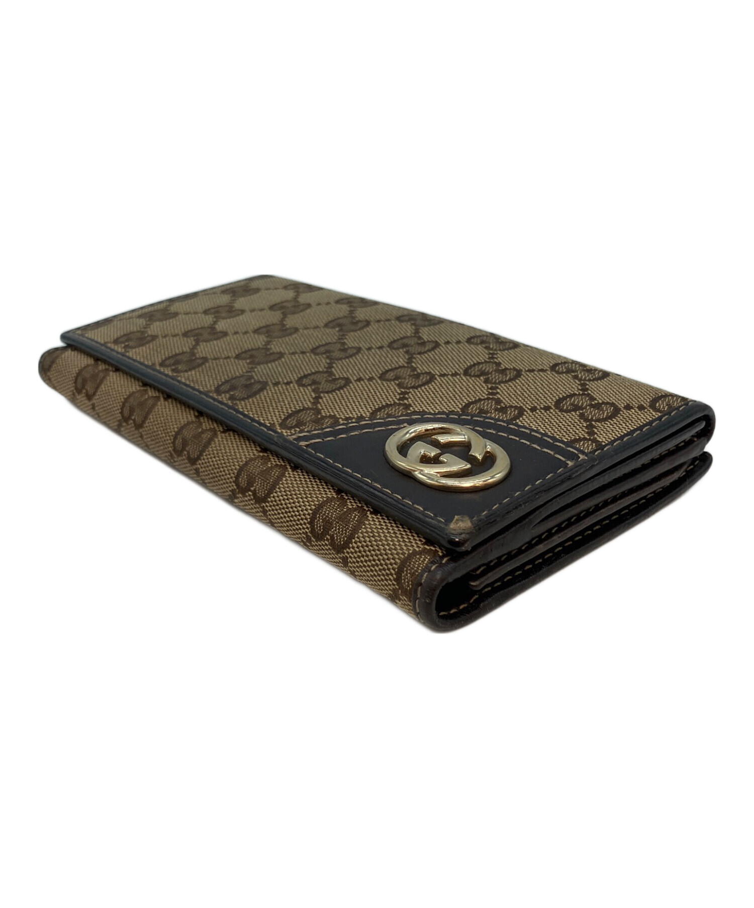 GUCCI インターロッキング GGキャンバス 長財布 8163 中古・古着通販】GUCCI (グッチ) インターロッキングG GGキャンバス 二