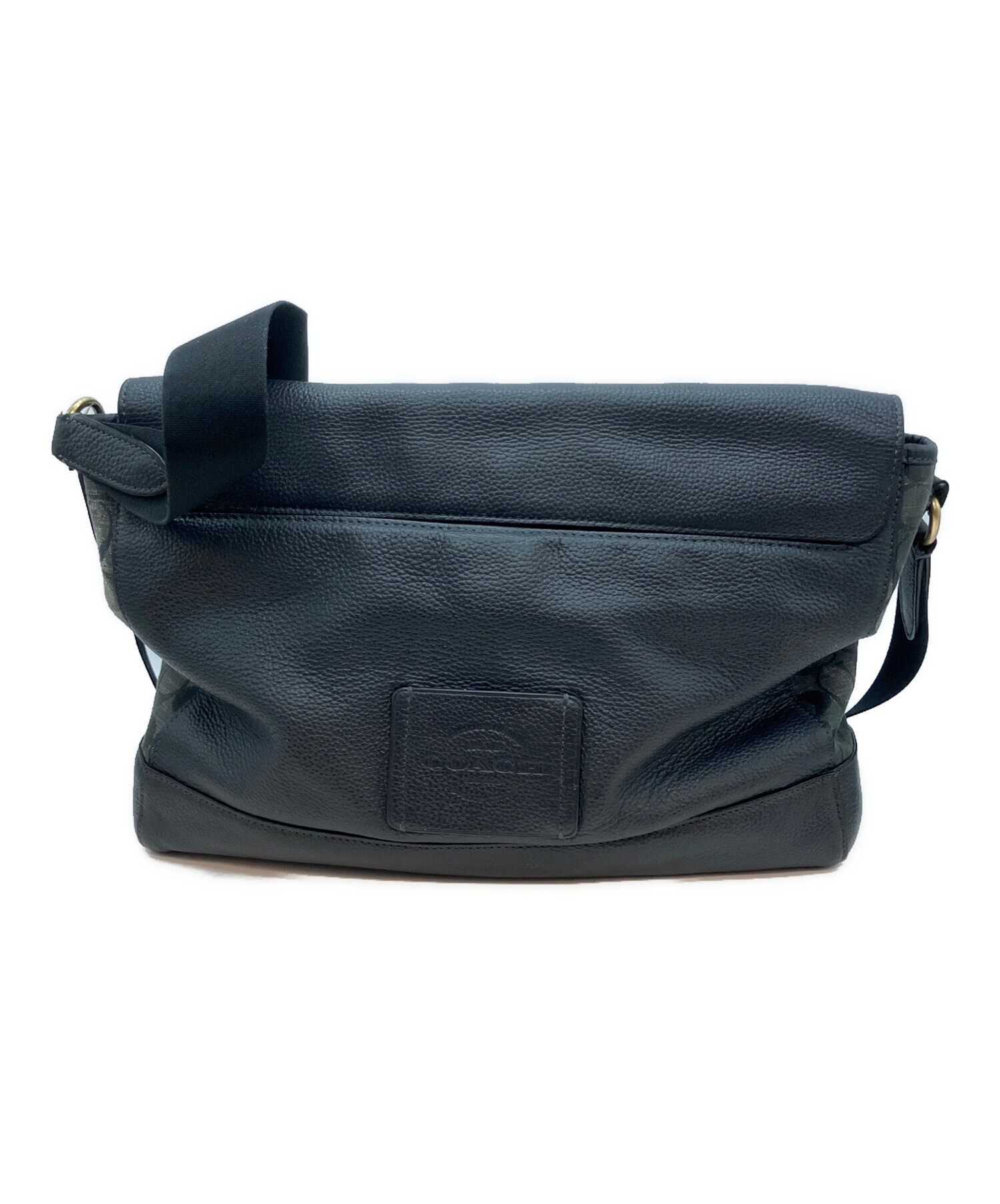 COACH ネイビー レザー メッセンジャーバッグ◇ 中古・古着通販】COACH (コーチ) メッセンジャーバッグ ネイビー