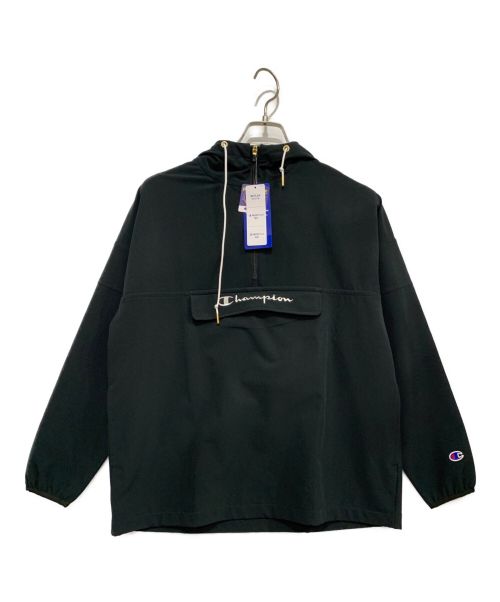 Champion古着ハーフジップアノラックパーカーウィンドブレーカー黒K106