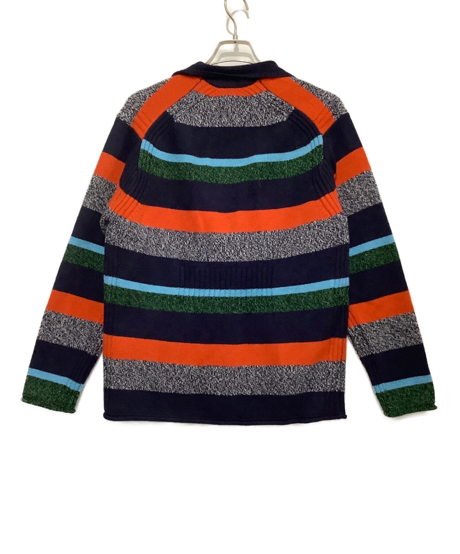 ✨美品✨ トゥモローランド トリコット ニットカーディガン ウール ケーブル 紺 ダンボールニット クルーネックジャケット （カーディガン