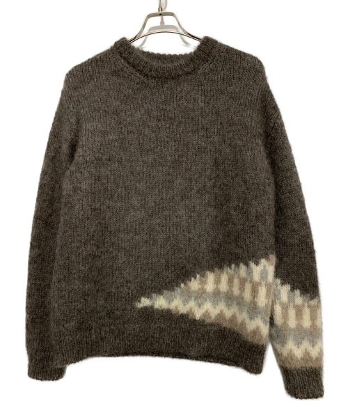 中古・古着通販】BATONER (バトナ―) アルパカ混ニット グレー×ホワイト