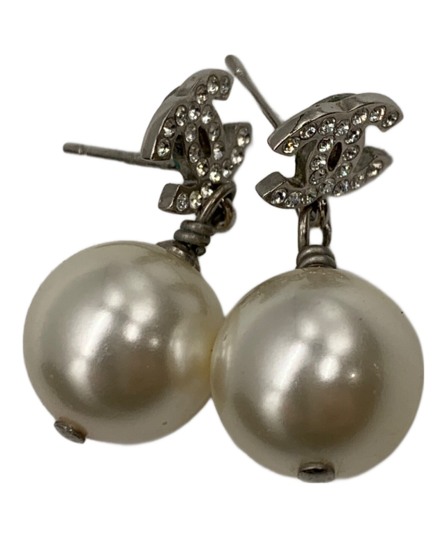 CHANEL パール付きロゴピアス　ヴィンテージ 中古・古着通販】CHANEL (シャネル) パール付きココマークピアス