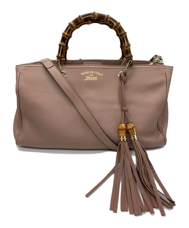 GUCCI バンブーショッパー ミディアム 記念モデル ピンクベージュ 中古・古着通販】GUCCI (グッチ) バンブーショッパーミディアムトート