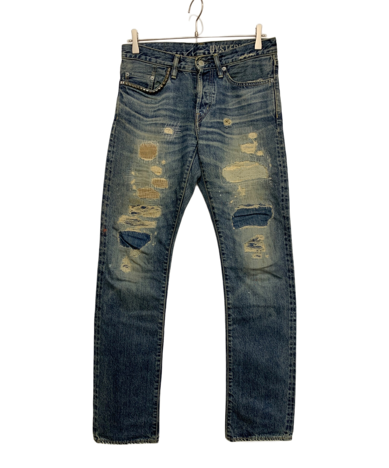 スタッズ☆赤耳】W30 HYSTERIC GLAMOUR ダメージ加工 セルビッチデニム 