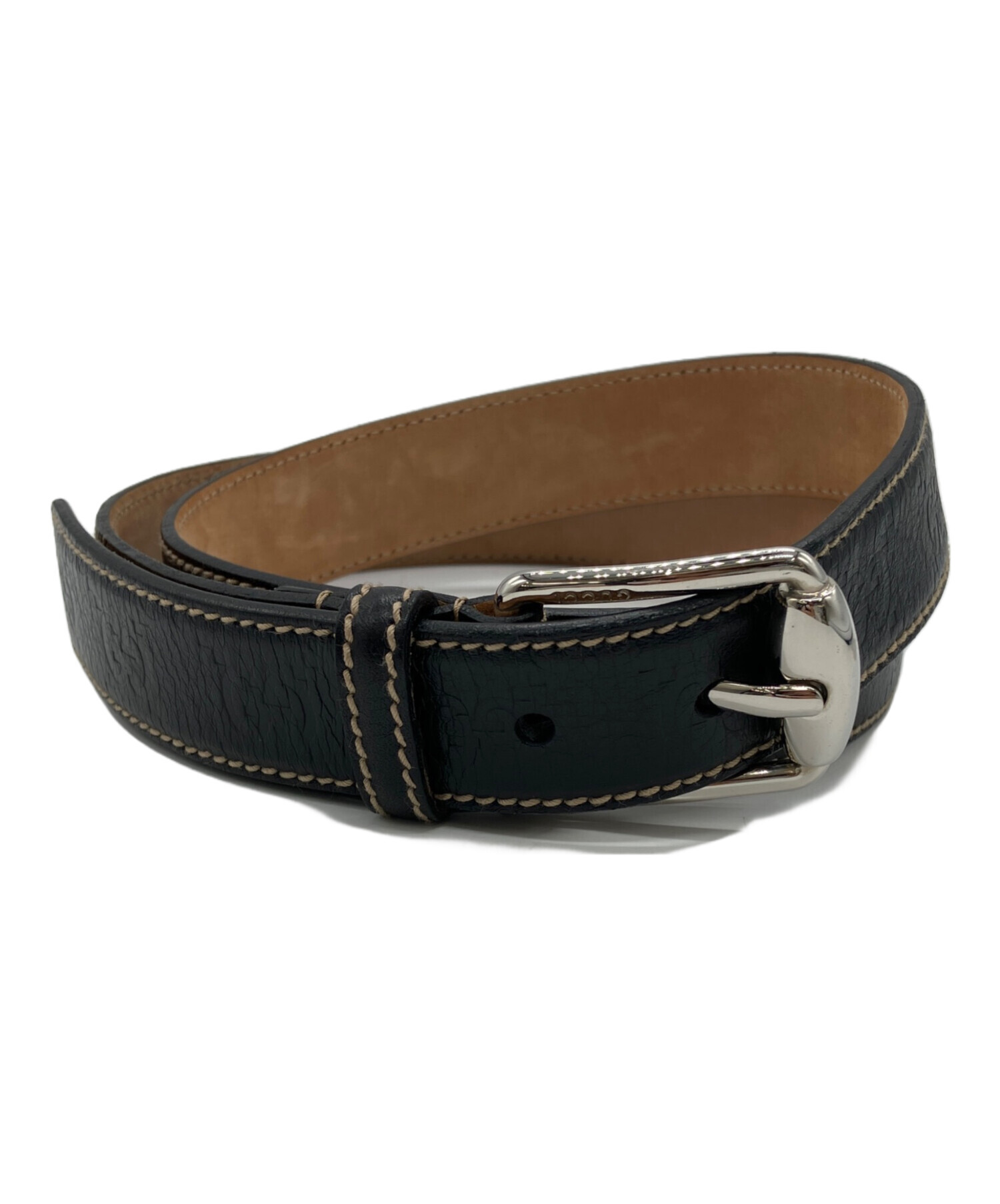 ★レア　ヴィンテージ　GUCCI　グッチ　レザー　ベルト 中古・古着通販】GUCCI (グッチ) レザーベルト ブラック｜ブランド