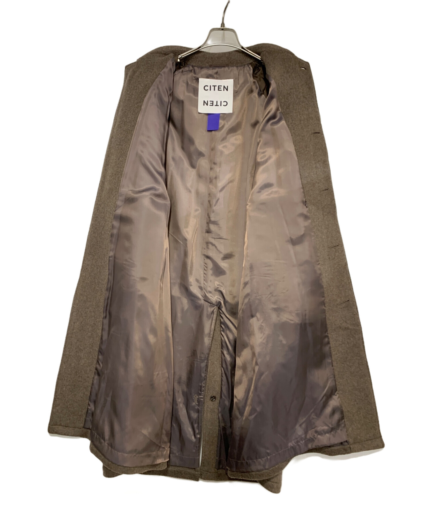 イタリア製】ウールハーフコート L コーデュロイ襟 比翼 バルカラー