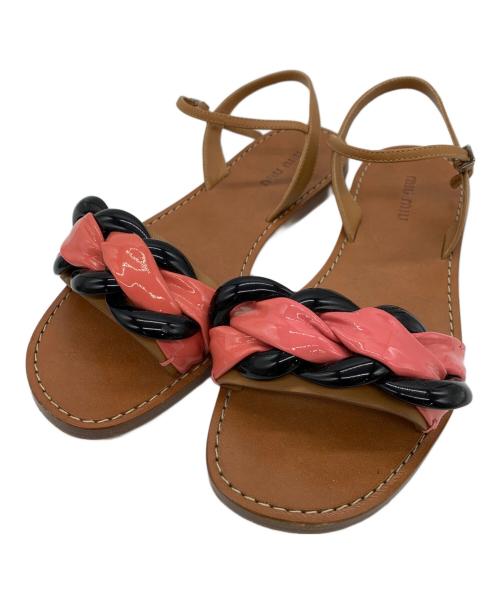 中古・古着通販】MIU MIU (ミュウミュウ) ストラップサンダル ブラウン