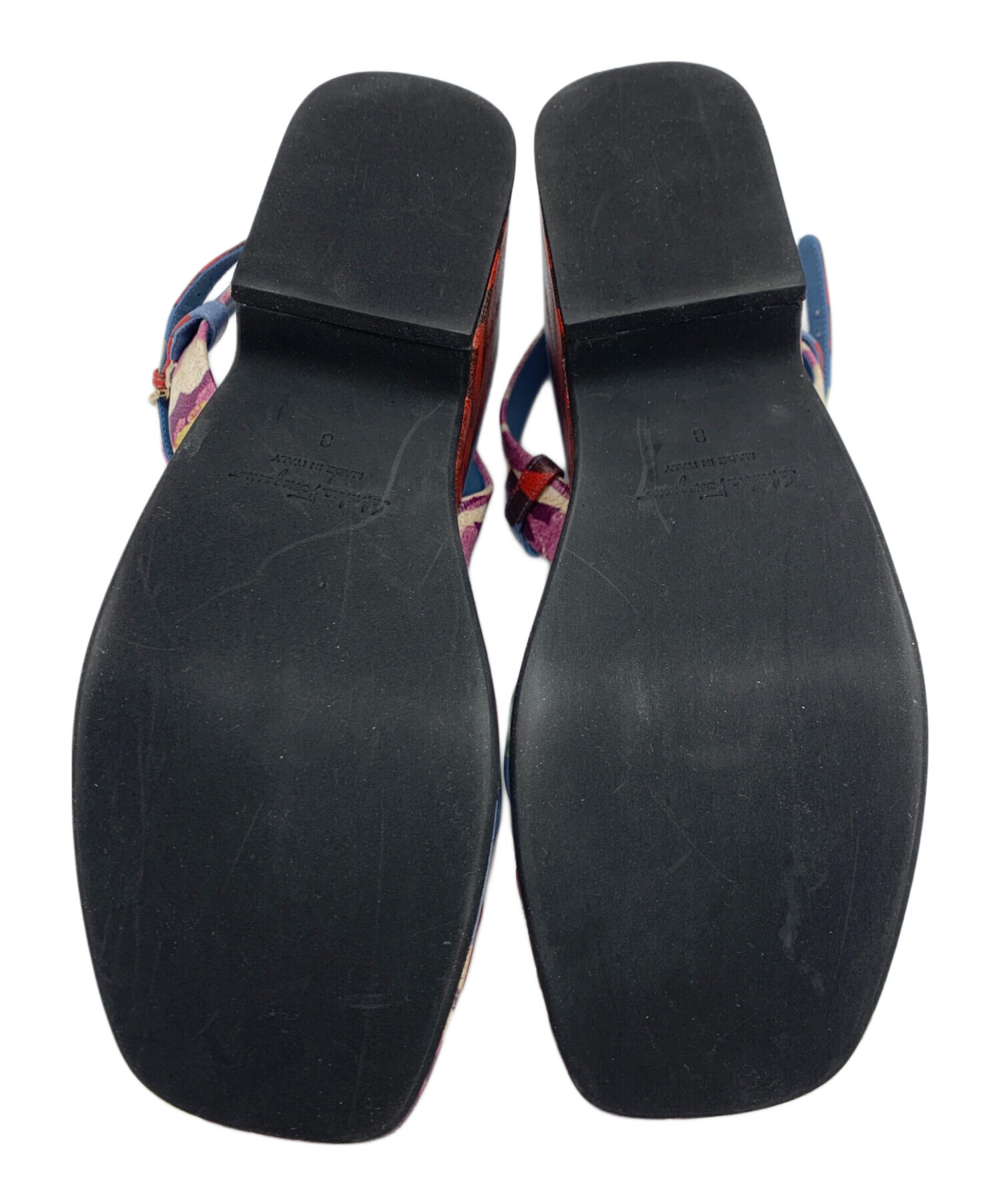 サルヴァトーレフェラガモ サンダル 厚底 ウェッジソール 黒 希少 24cm