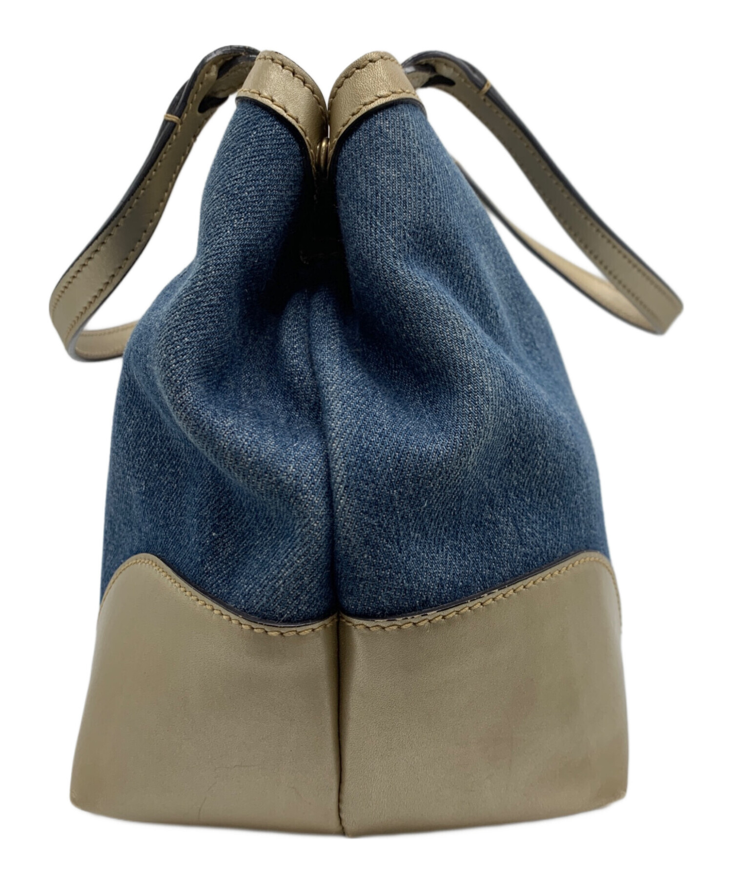 中古・古着通販】GUCCI (グッチ) デニムトートバッグ ブルー×ゴールド 