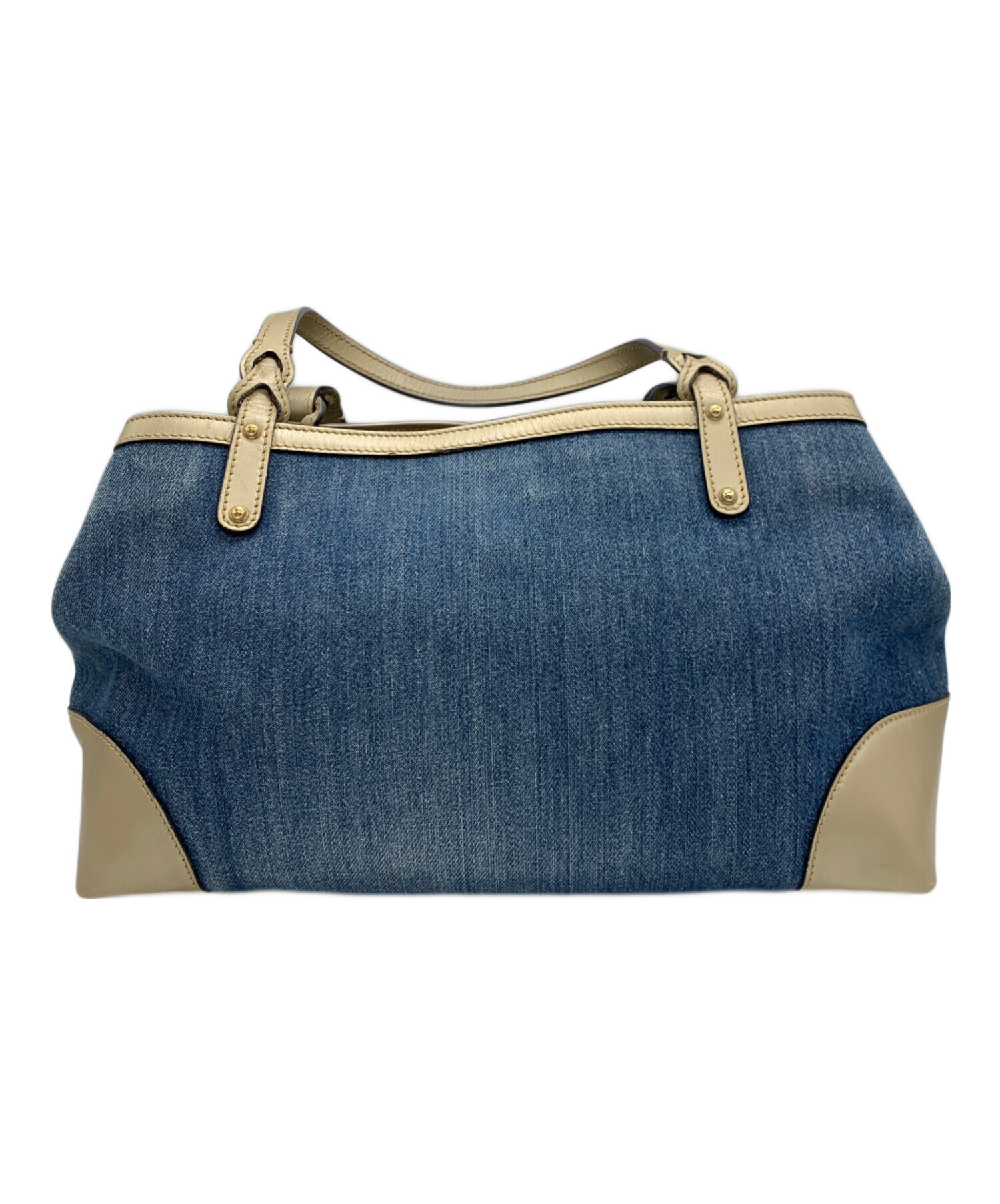 中古・古着通販】GUCCI (グッチ) デニムトートバッグ ブルー×ゴールド 