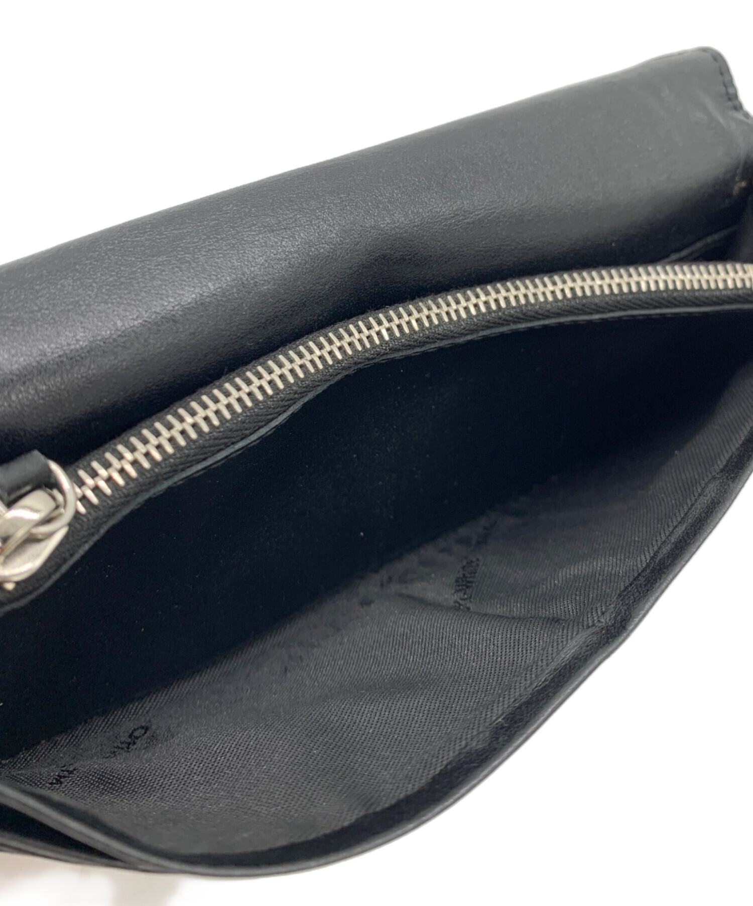 【中古】Off-White ウォレット 財布（LOGO CASH INSIDE） 中古・古着通販】OFFWHITE (オフホワイト) 3つ折り財布 ブラック