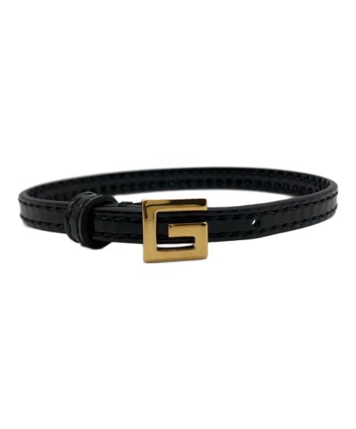 中古・古着通販】GUCCI (グッチ) レザーブレスレット ブラック サイズ