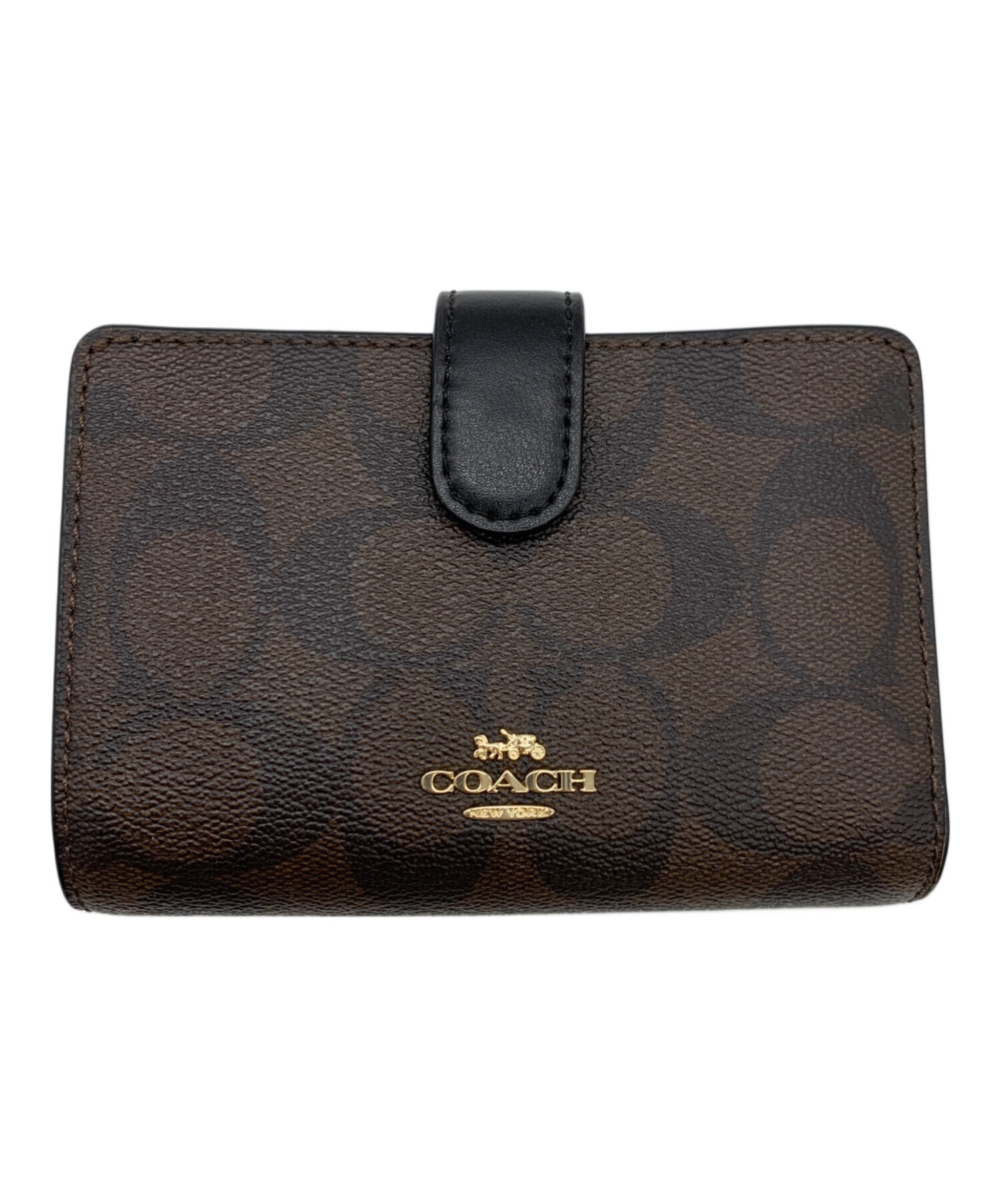 中古・古着通販】COACH (コーチ) 2つ折り財布 ブラウン×ブラック 